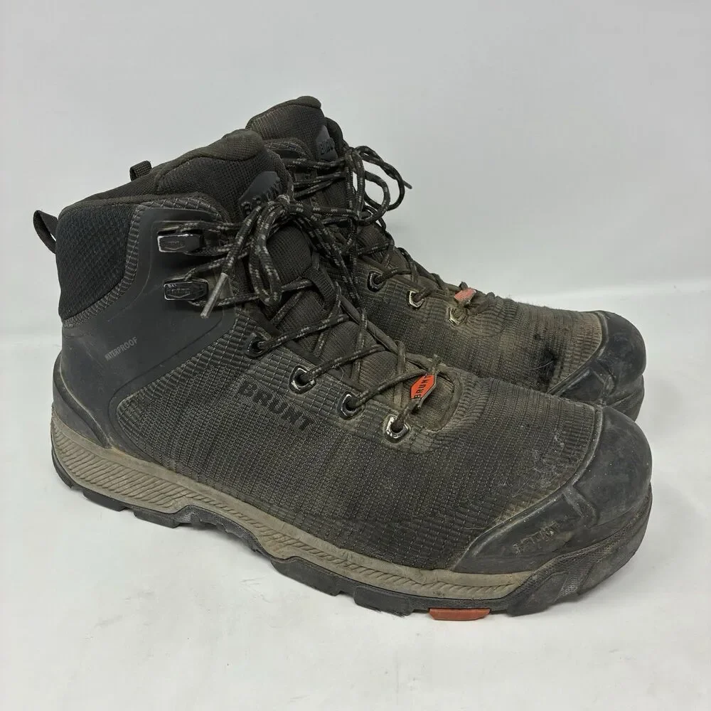 Brunt The Ryng Composite Toe Work Boots Mens 10.5 Black Grey Waterproof Safety